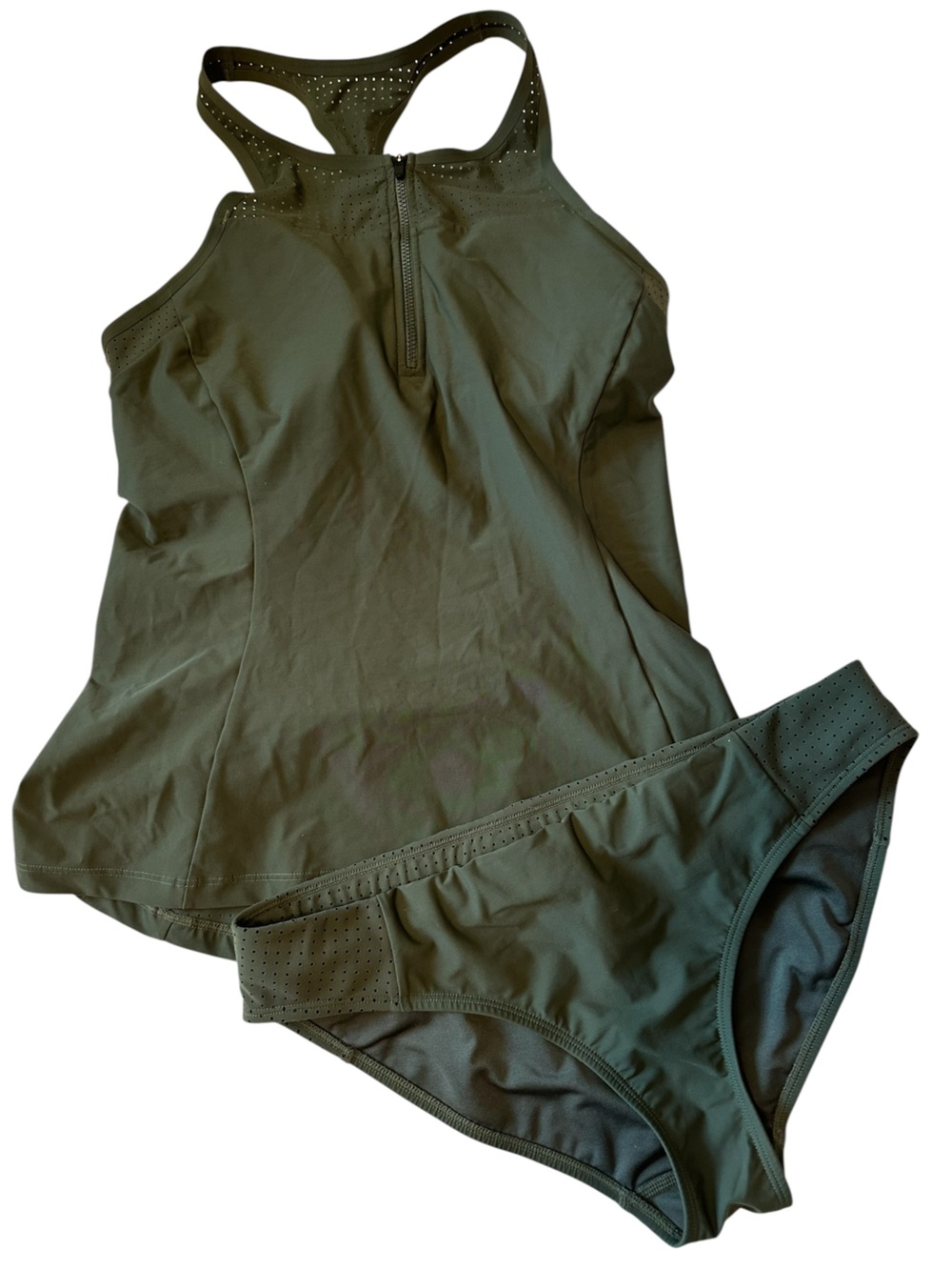 Athleta Olive Green Active Tankini 2 Piece.  Top Small Bottoms Medium